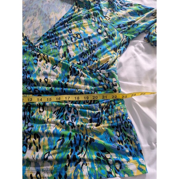 Just My Size Top Women 2X Blouse Surplice V-neck Multicolor Stretch Animal Print - Picture 13 of 14